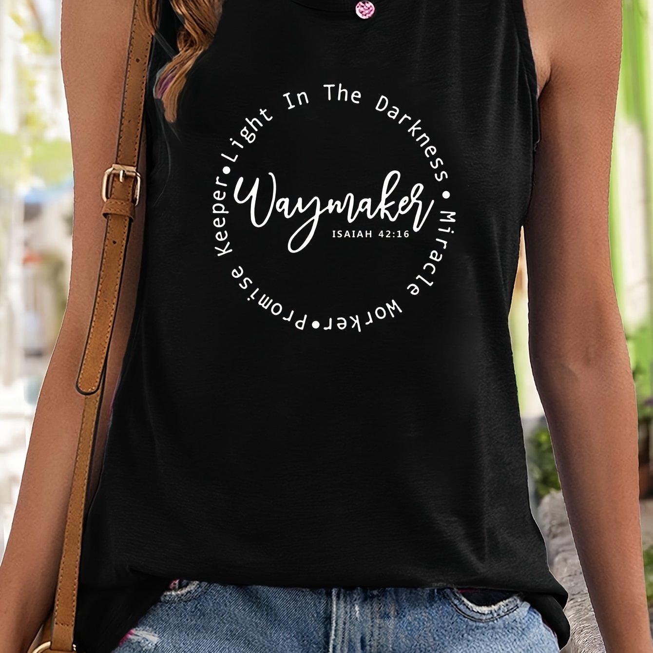 Letter Pattern Stretchy Sports Vest Round Neck Sleeveless Top