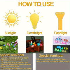 55pcs Mini Glowing Resin Duck Statue Micro Animal Garden Decoration