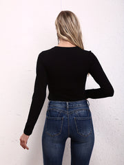 Slim Crew Neck Long Sleeve Bodysuit for Women