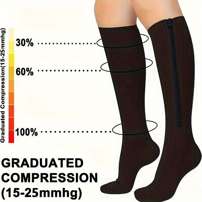2 Pairs Copper Compression Socks 15-20mmHg Knee High for Women & Men
