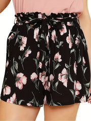 Women's Stripe Print High Rise Drawstring Loose Shorts