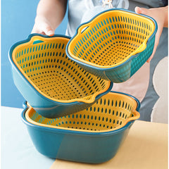 6pcs Double Layer Drain Basket Plastic Strainer Colander