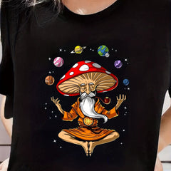 Mushroom Buddha Hippie Fungi Sports T-shirt Crew Neck