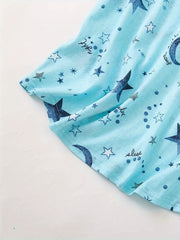 Star & Moon Print V-Neck Tee & Pants Pajama Set