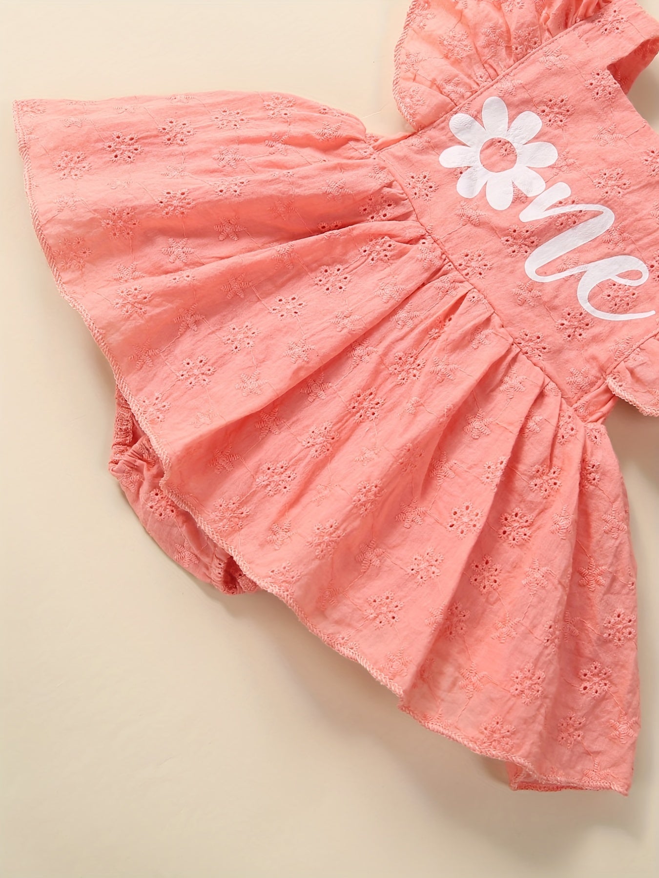 Baby Girls Flutter Sleeve Pleated Dress Summer Flower Letter Graphic Dress