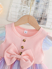 Baby Girls Bowknot Mesh Dress Summer Clothes