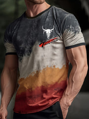Men's Ox Print Stretch Sports T-shirt for Summer