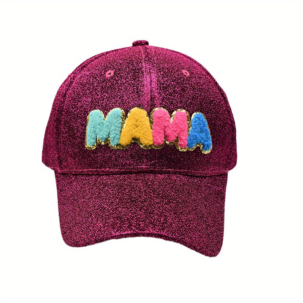 MAMA Patch Glitter Baseball Cap - Adjustable Dad Hat for Women