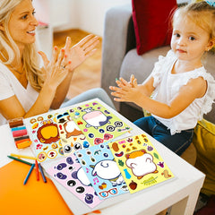 6pcs Graffiti Puzzle Stickers Big Head Cartoon Character Make A Face Stickers