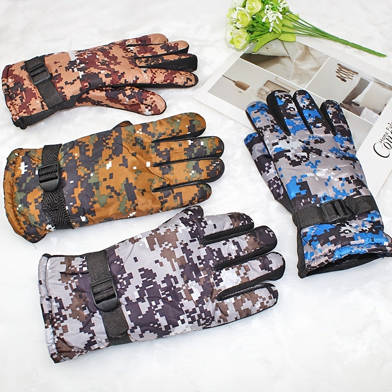 Camouflage Warm Gloves Fleece Thick Winter Gloves For Skiing Outdoors