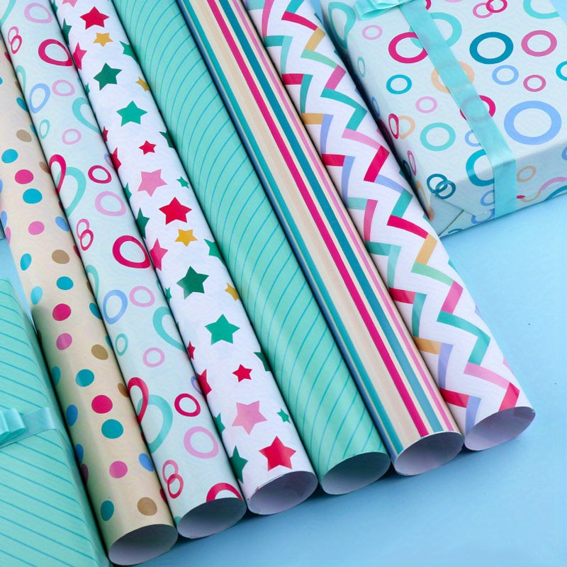 6pcs Birthday Gift Wrapping Paper Set - Cartoon Decoration Paper