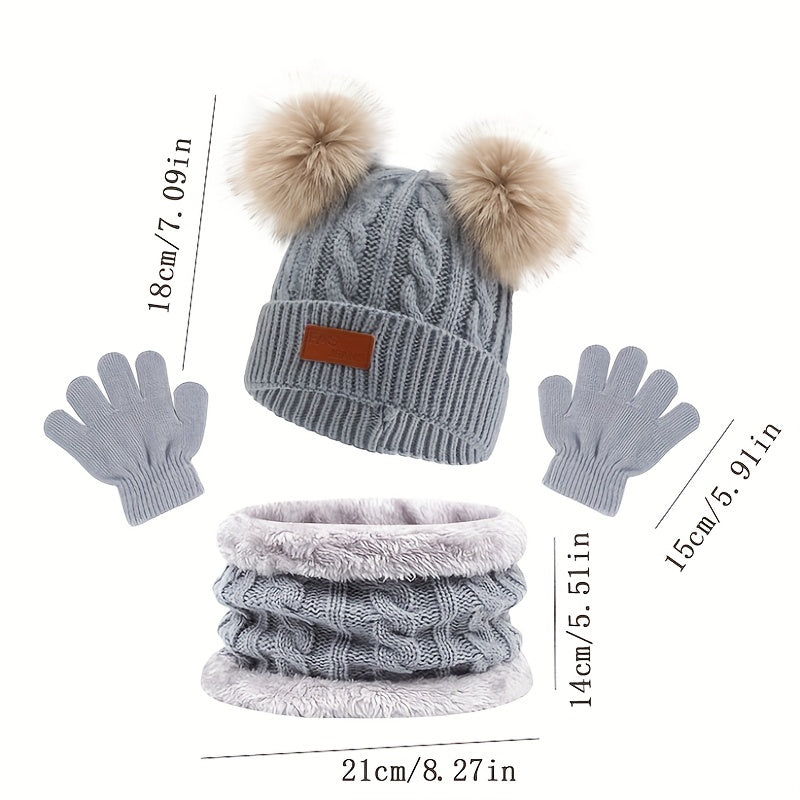 Hat Scarf Gloves Set for Baby Kids Winter