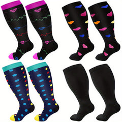 4 Pairs Plus Size Compression Socks Wide Calf for Men & Women