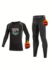 Kids Compression Fleece Sets Crew Neck Pullover Elastic Waist