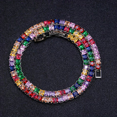 Colorful Cubic Zirconia Chain Necklace For Girls