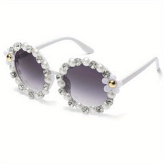 Flower Sunglasses Rhinestone Gradient Glasses UV400