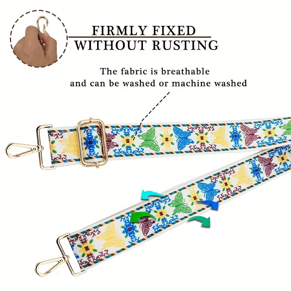 Butterfly Pattern Bag Strap Replacement Wide Shoulder Bag Strap DIY