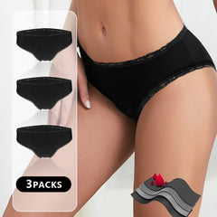 3pcs Lace Trim Panties Stretchy Intimates Women's Lingerie