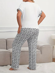 Loungewear Set: Graphic Tee & Heart Print Pants Pajama