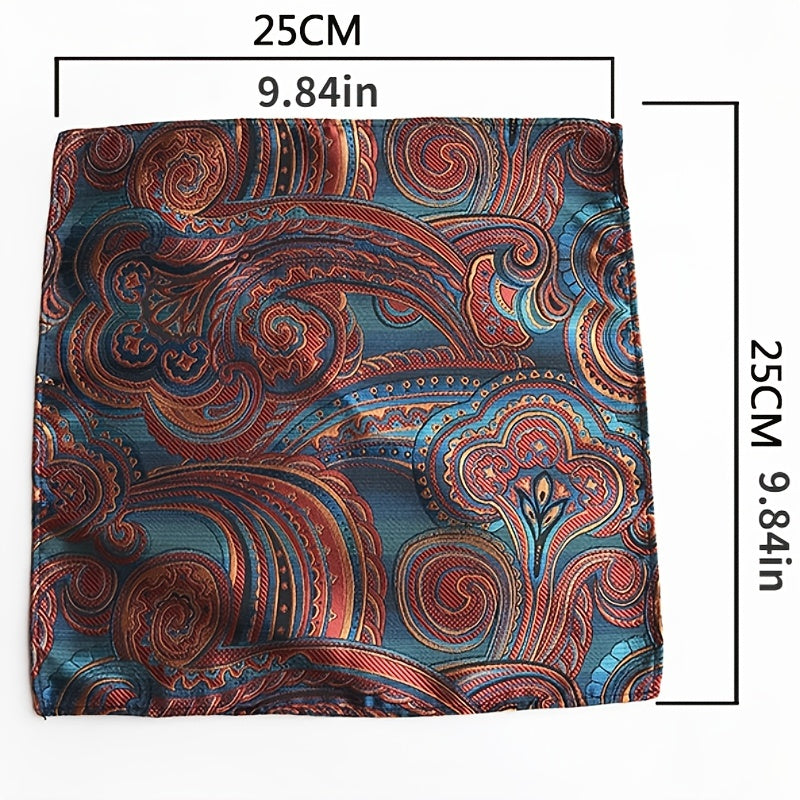 Men's Jacquard Tie Square Set Floral Wedding Tie Pocket Square