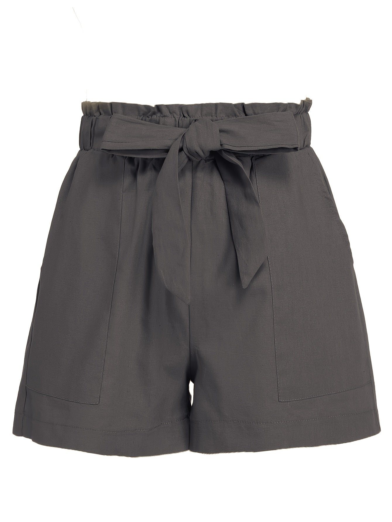Ruffle Trim Tie Waist Shorts with Pockets