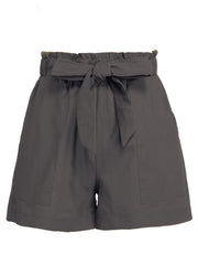 Ruffle Trim Tie Waist Shorts with Pockets
