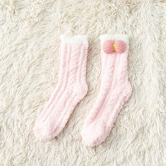 2 Pairs Cartoon Fuzzy Socks Comfy Warm Women's Stockings
