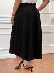 Women's Plus Solid Shirred Waist High Rise Maxi Skirt