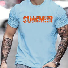 Summer Print Men's Graphic Crew Neck Niche T shirt Casual Comfy Tees