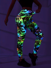 Fluorescent High Waist Leggings for Sports & Yoga