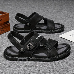 Men's Solid Open Toe Strap Sandals Rubber Sole Anti-skid Slip-On