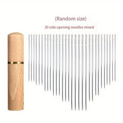 30pcs Solid Wood Needles Set With Needle Cartridge Household Sewing Accessories