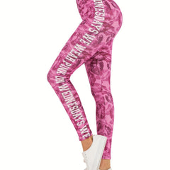 Sexy Red Lips Print Leggings Casual High Waist Slim Leggings