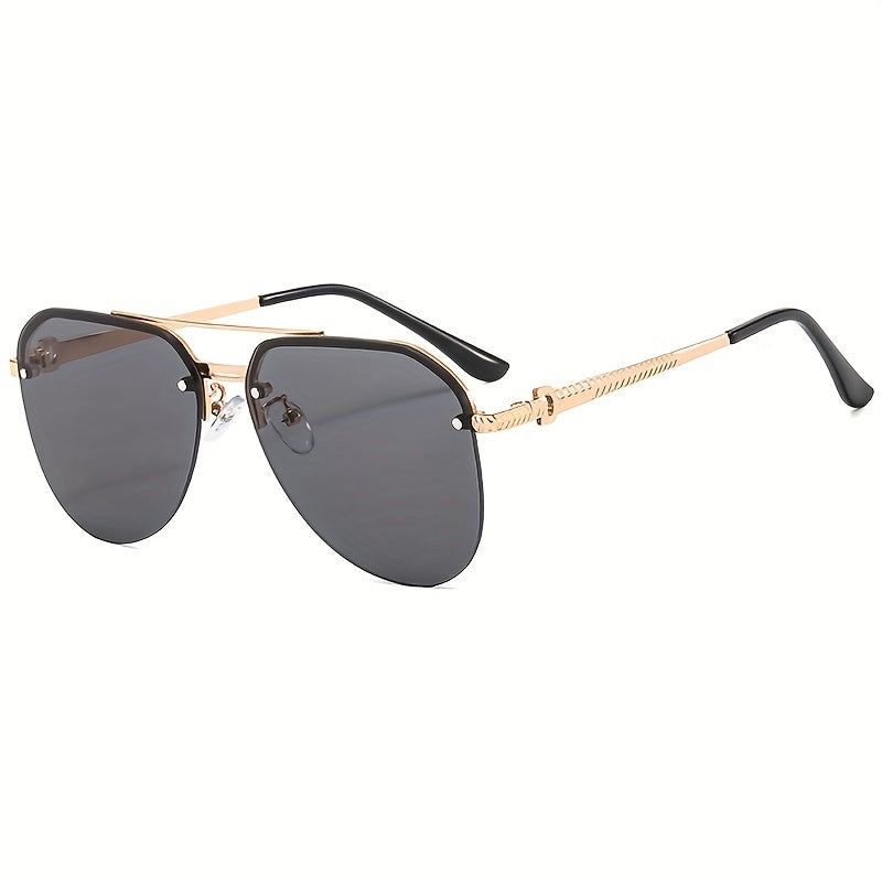 Metal Double Bar Large Frame Aviator Sunglasses