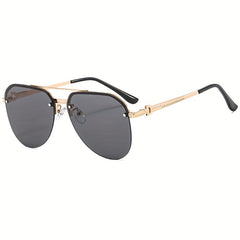 Metal Double Bar Large Frame Aviator Sunglasses