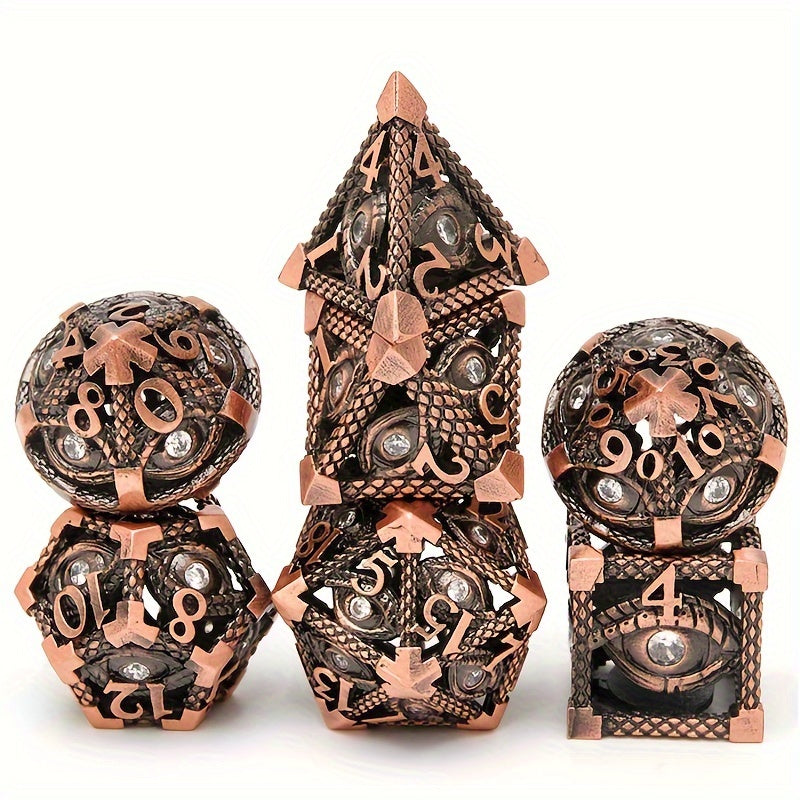 7pcs Hollow Magic Eye Metal Dice Set Role-playing Game Props Christmas