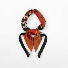 Vintage Floral Print Pre Tied Neck Scarf 27x55 Thin Square Scarf