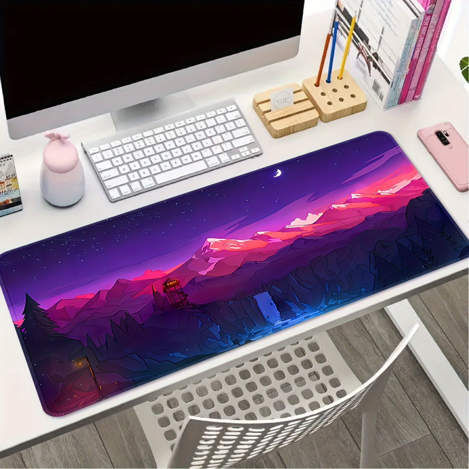 Purple Mountain Pattern Mouse Pad for Gamers