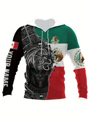 Mexican Eagle Print Men's Hooded Sweatshirt