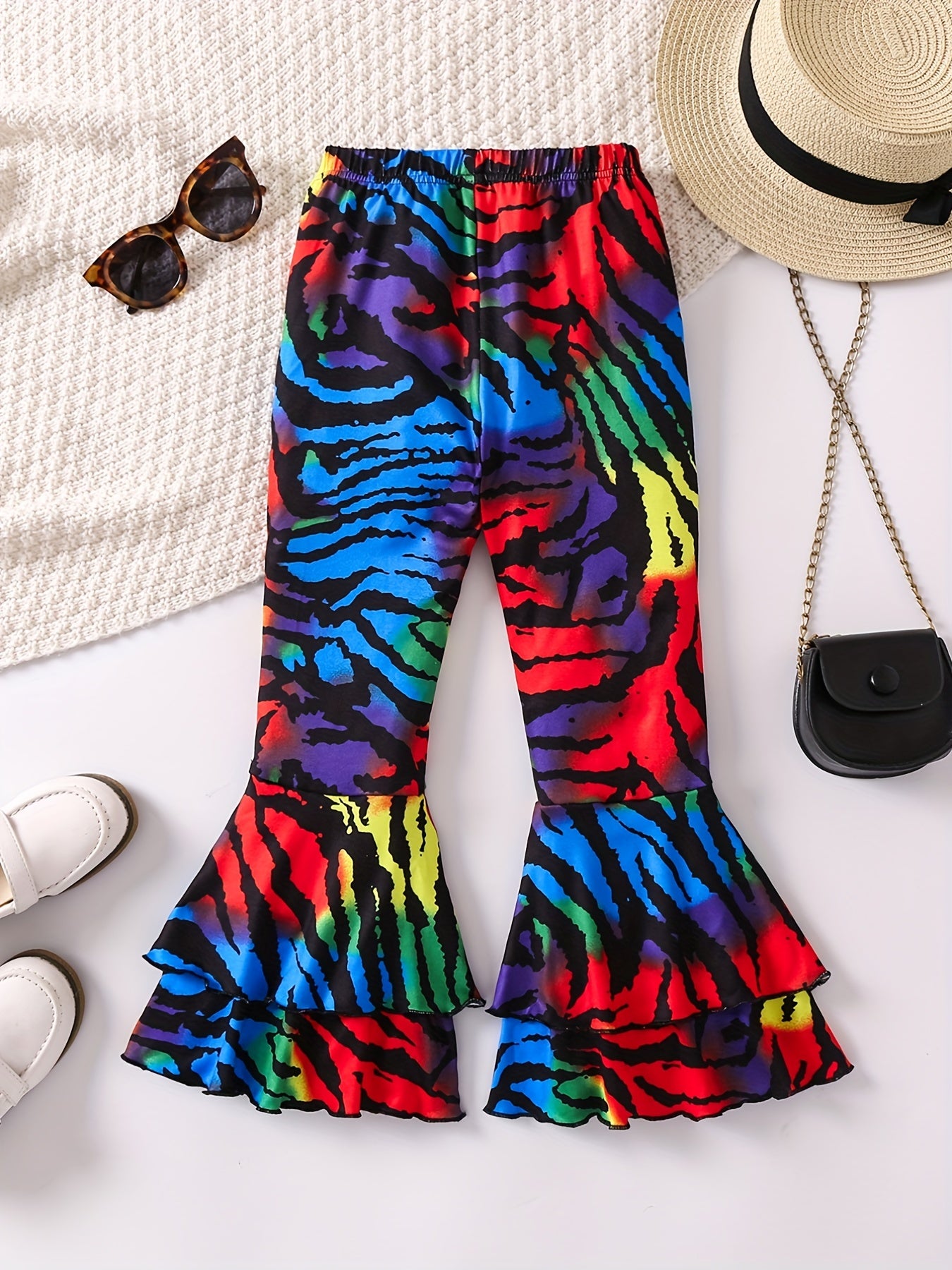 Girls Colorful Leggings Flared Pants Trousers