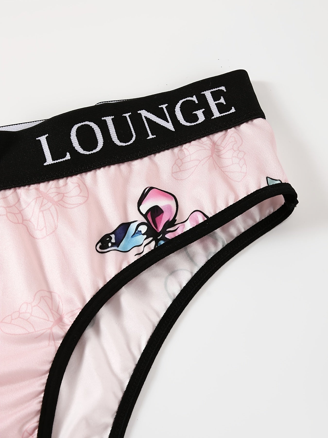 Sporty Underwear Set Women's Plus Butterfly Print Letter Tape