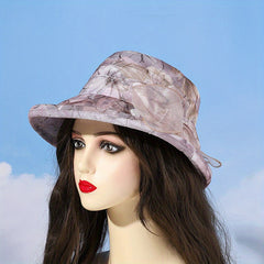 Rose Embroidery Mesh Bucket Hat Lightweight Thin Basin Hat