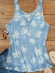 Tree Print V Neck Tank Top Women's Plus Vacay Tank