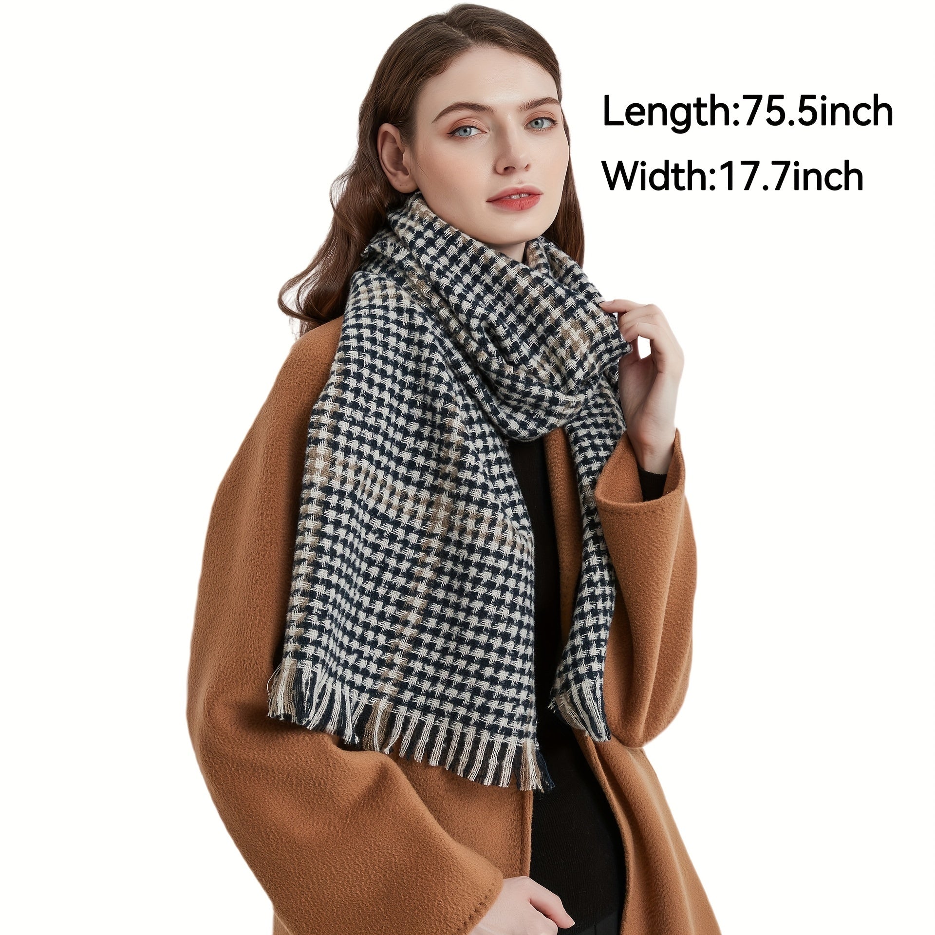 Plaid Warm Scarf Classic Tassel Shawl Thick Soft Head Wrap Scarves