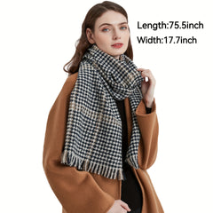 Plaid Warm Scarf Classic Tassel Shawl Thick Soft Head Wrap Scarves