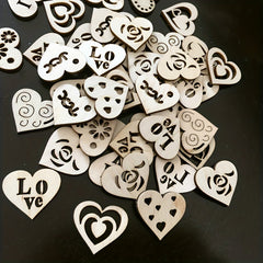 20pcs 1 18in DIY Wooden Love Heart Mix Shapes for Painting and Decoration