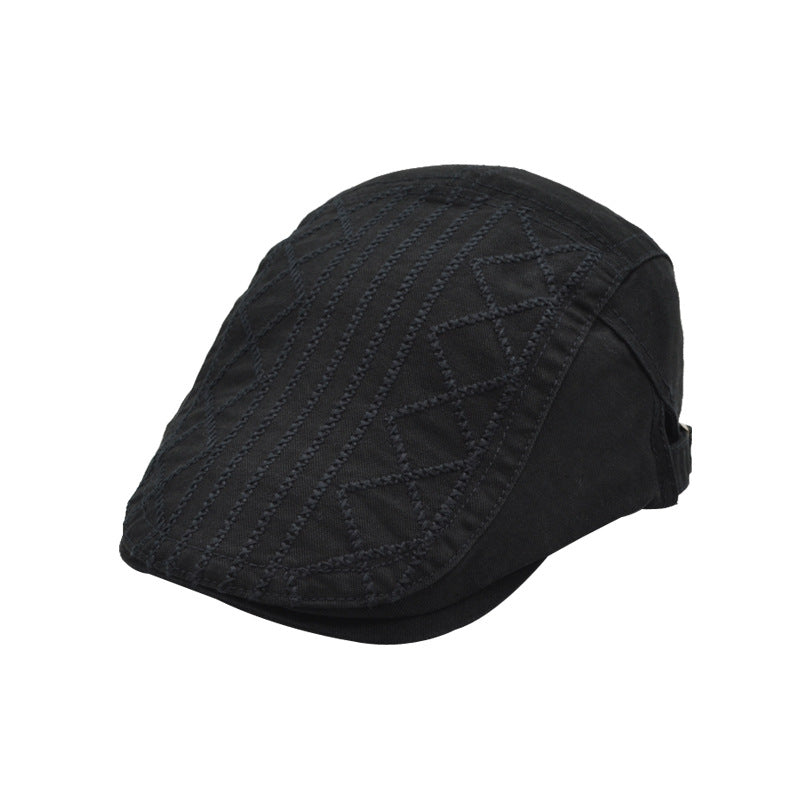 Men's Embroidered Cotton Beret Hat