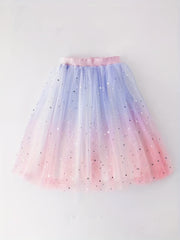 Kid Girls' Gradient Mesh Sequin High Waist Skirt