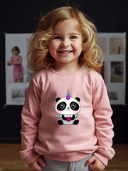 Girls Panda Pattern Crew Neck Sweatshirt Spring Fall Christmas Gift