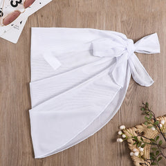 Mesh Cover Up Wrap Tie Front Sheer Plain